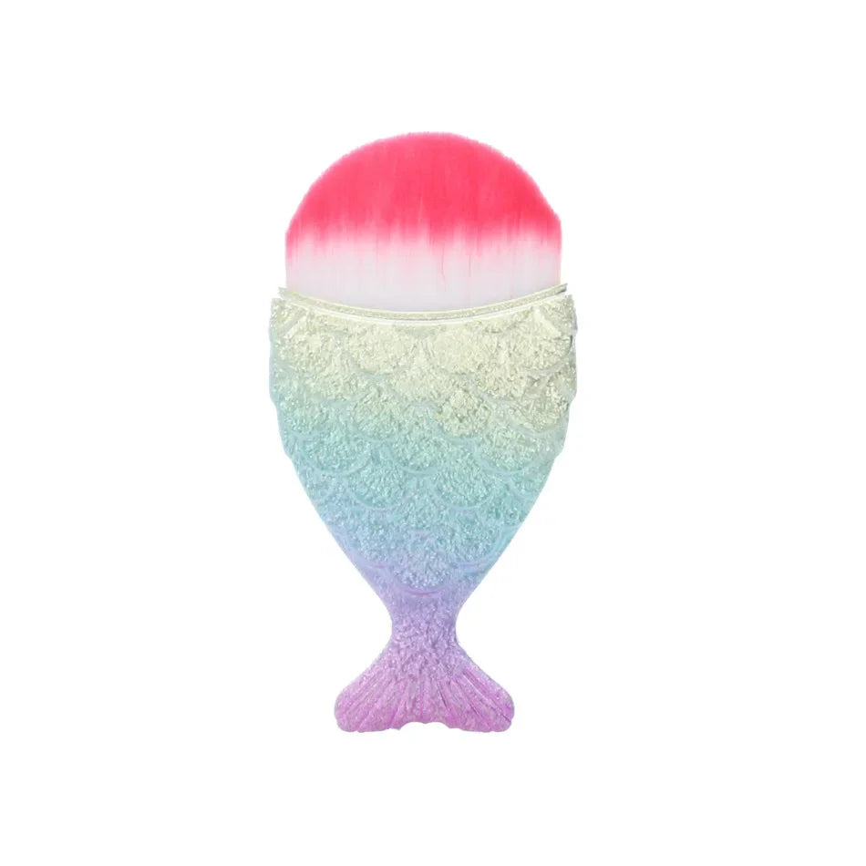 1pc Blush Brush Mermaid Shape Professional Face Makeup Brush Foundation Cosmetic Fish Brush Makeup Tool Kit Powder Nail Art Tool