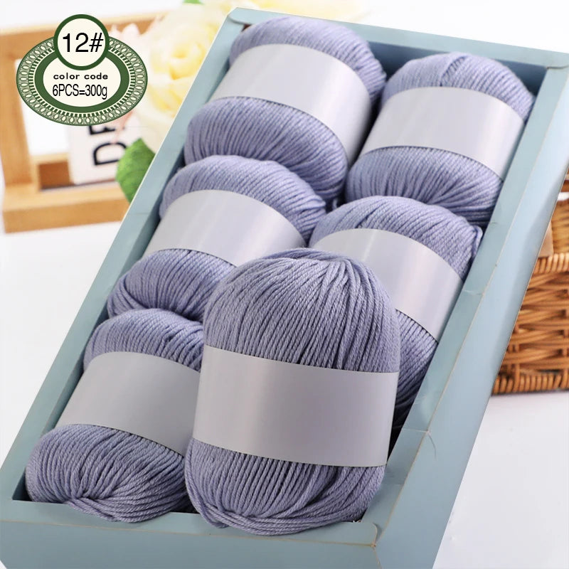 6pcs/Set Luxury Silk Blend Yarn, 50g Each, Soft Knitting Yarn Suitable For Sweaters, Baby Blankets And Scarves, Multiple Colors
