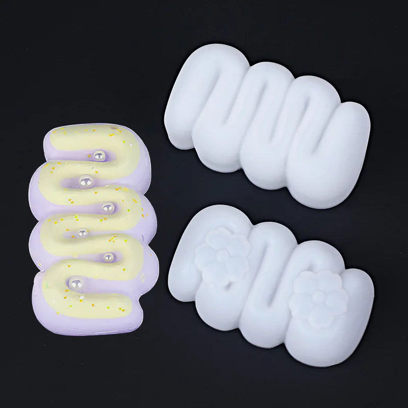 Food Toy Squeeze Mould Toast Handmade Molds DIY Cartoon Bear Slow-Rebound Stress Relief Squeeze Fun Rectangular Silicone Mold