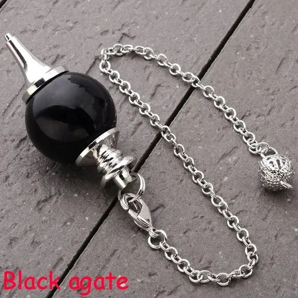 Reiki Healing Chakra Pendulum Pendants Lucky Crystal Quartz Stone Pendulum Pendant With Silvery Ball Chain Hypnosis For Necklace