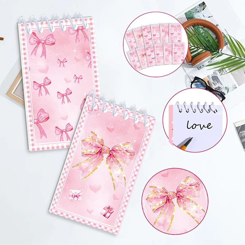 10pcs Pink Bow Notebook Mini