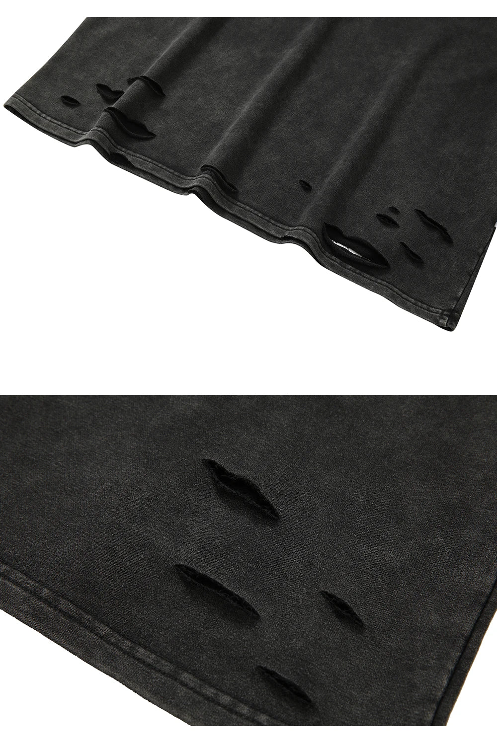 Black Goth Ripped Holes Retro Unisex Oversize Thin Sweatshirts T Shirt Women Men Hoodies Y2k Grunge Clothes Cotton Harajuku Tops