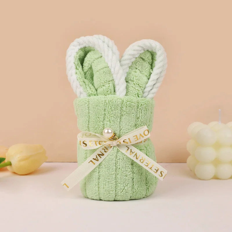 5Pcs Rabbit Towel Set Easter Gift Home Kitchen Bathroom Decor Supplies Wedding Baby Shower Kids Birthday Party Favors Guest Gift