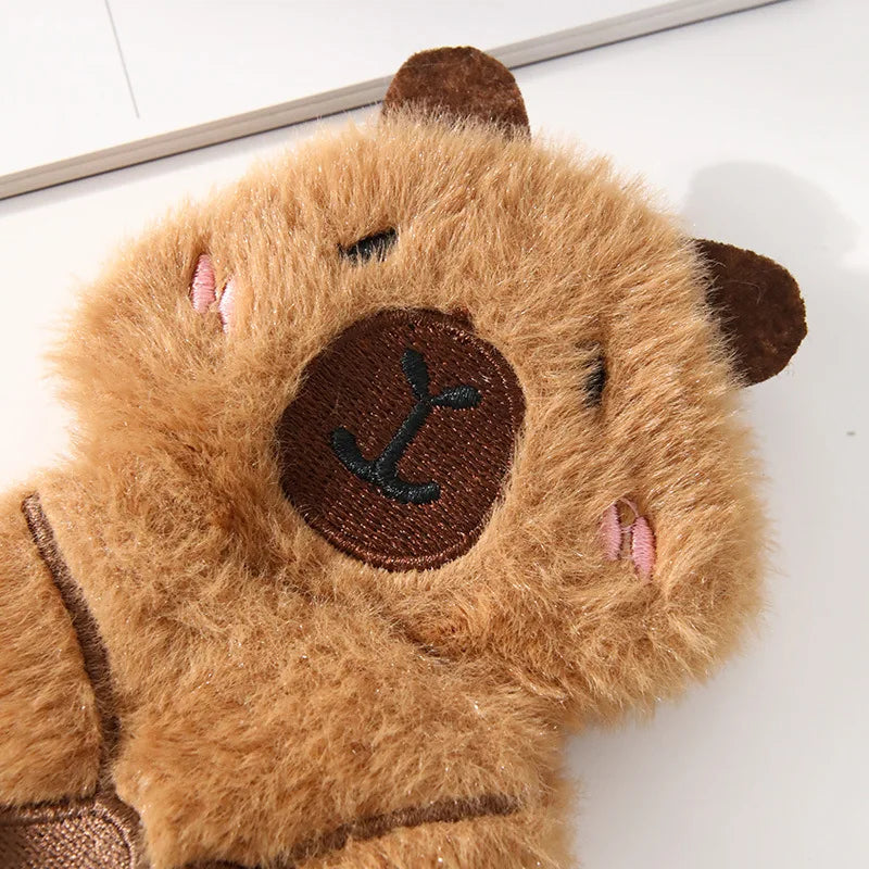 Plush Capybara Bear Squeaky Toys: Cute Brown Bear Chew-Resistant Stuffing-Free Dog & Cat Toy for Self-Play