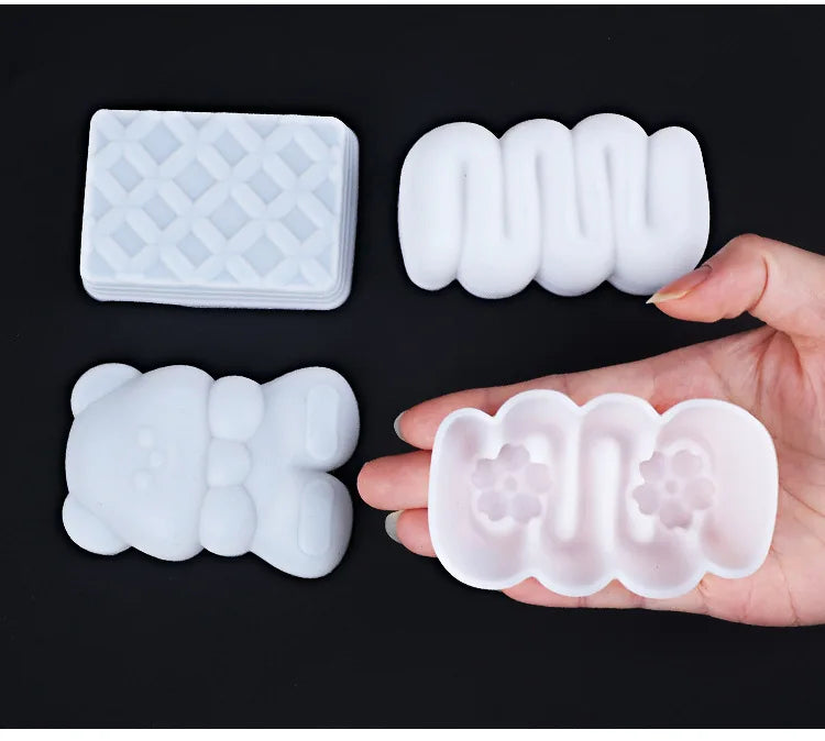 Food Toy Squeeze Mould Toast Handmade Molds DIY Cartoon Bear Slow-Rebound Stress Relief Squeeze Fun Rectangular Silicone Mold