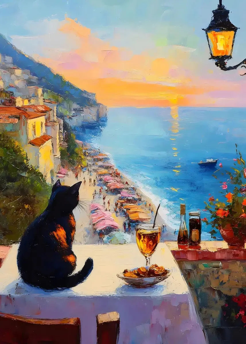 DIY Oil Painting By Numbers Kits Mediterranean Santorini Greece Village Paint with NumbersHome Decor, Wall Art Perfect Gift,