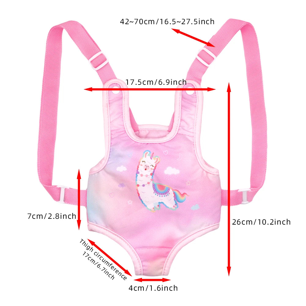 Alpaca Style Dolls Out Going Carry Bag 43-45cm Newborn Doll Clothes Accessories Christmas Birthday Gift18 Inch Doll Backpack Bag