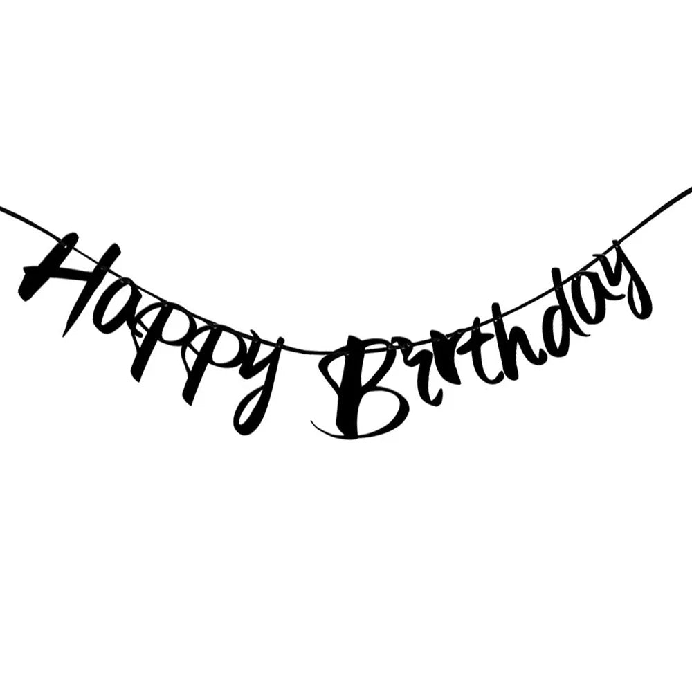 18 21 40 50 60th Happy Birthday Black Gold Banner Decoration 18-60Year Adult Birthday Party Backdrops Decoration Supplies