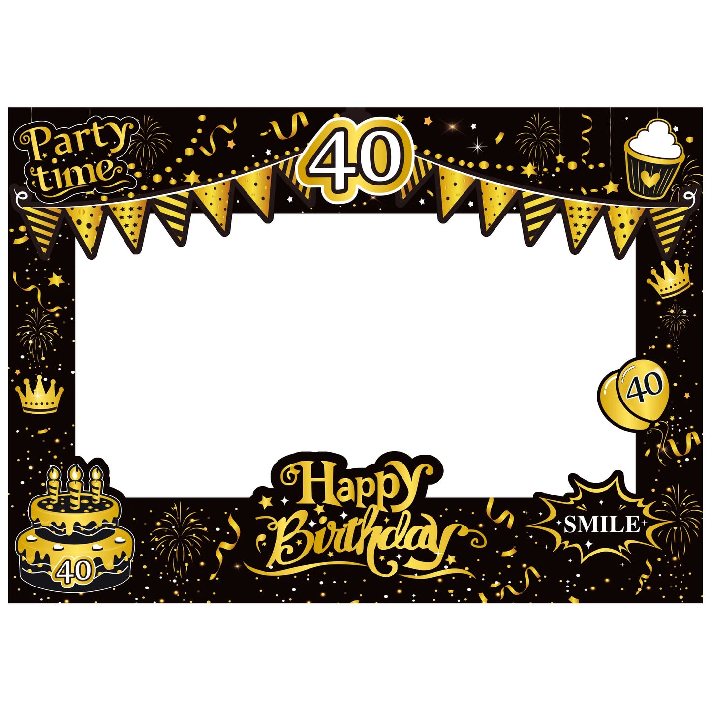 70*50cm Happy Birthday 18/21/30/40/50/60th Years Old black gold paper frame birthday party decoration for boy men decor