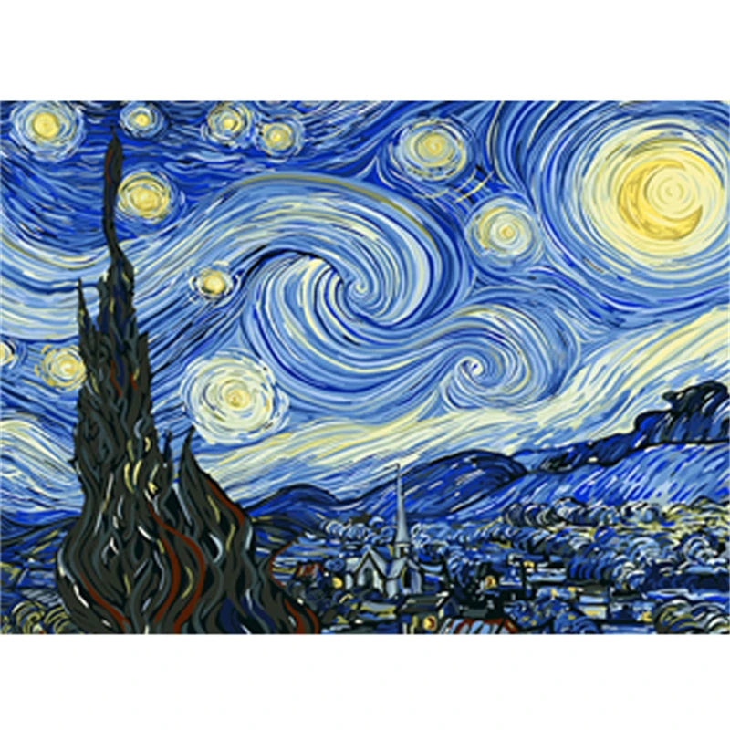 5D Diamond Painting by Number Van Gogh Starry Night Famous Art Picture Set for Embroidery Cross Stitch Home Decorations Gifts