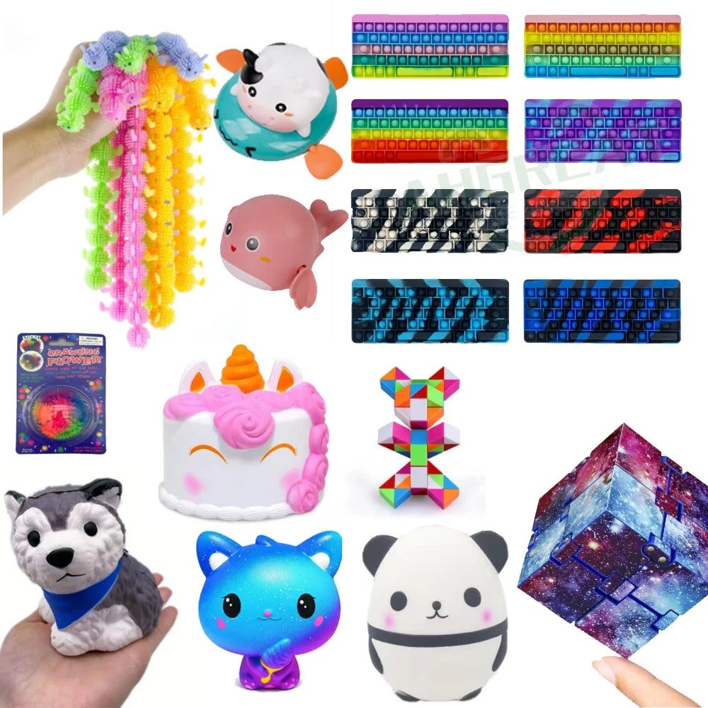 6-24pcs Random Fidget Toys Pop Mysterious Gifts Pack blind box Different Fidget Set Antistress Relief Toys for Children Adult