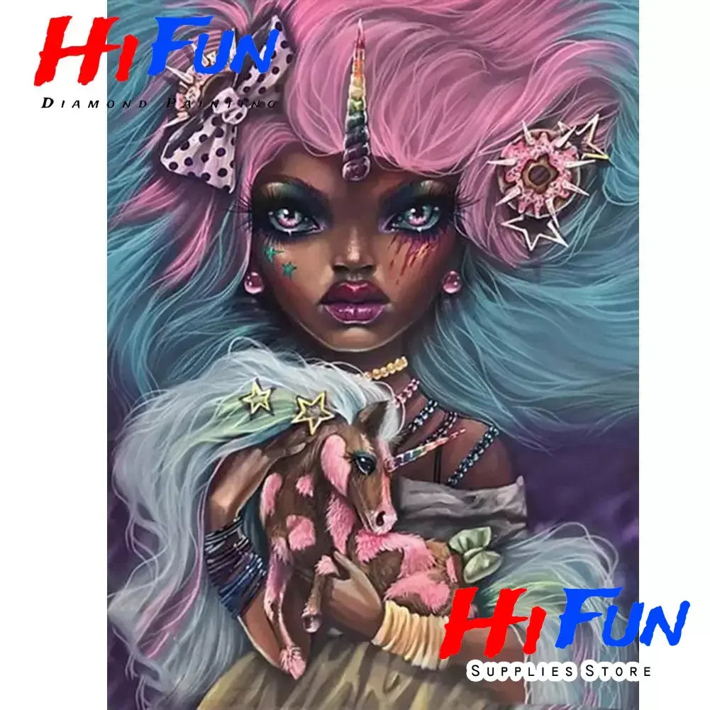 5D Diamond Painting Goth Girls Wonderland Collection Bizarre Art Full Square Diamond Embroidery Cross Stitch Diamond Mosaic Kit