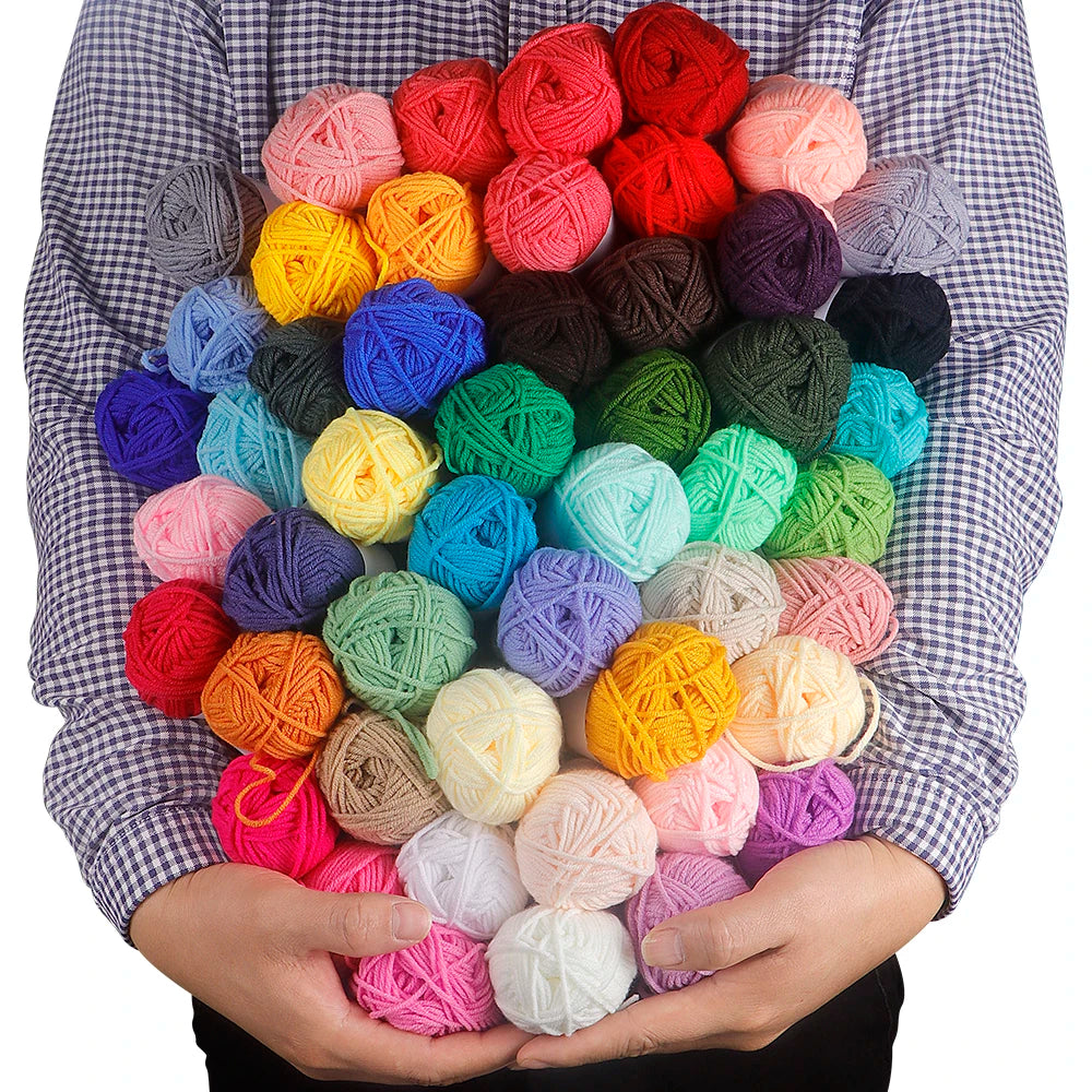 50pcs Durable Polyester Soft Yarn Set for Hand Knitting & Crocheting Arts, 25g/Piece, Creative Crocheted Art Decoration Yarns