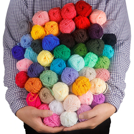 50pcs Durable Polyester Soft Yarn Set for Hand Knitting & Crocheting Arts, 25g/Piece, Creative Crocheted Art Decoration Yarns