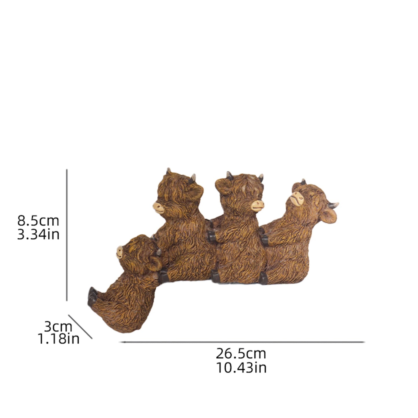 Resin Highland Cow Sculpture Outdoor Decorative Statue Garden Courtyard Terrace Crafts Decorative Ornament