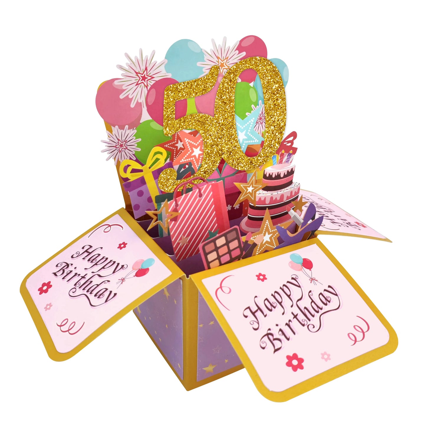 Black Golden Happy Birthday Pop Up Card 18th/30th/40th/50th/60th Birthday Card With Note Envelope Adult Birthday Gifts Greeting