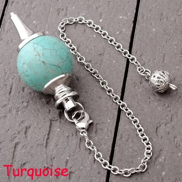 Reiki Healing Chakra Pendulum Pendants Lucky Crystal Quartz Stone Pendulum Pendant With Silvery Ball Chain Hypnosis For Necklace