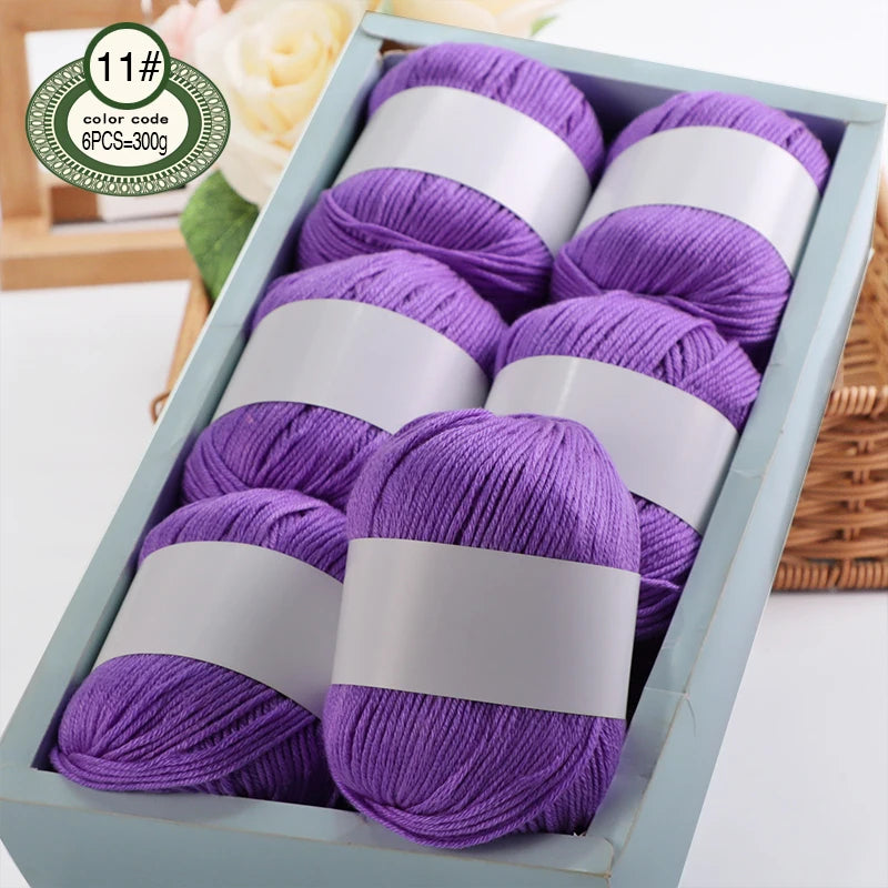 6pcs/Set Luxury Silk Blend Yarn, 50g Each, Soft Knitting Yarn Suitable For Sweaters, Baby Blankets And Scarves, Multiple Colors