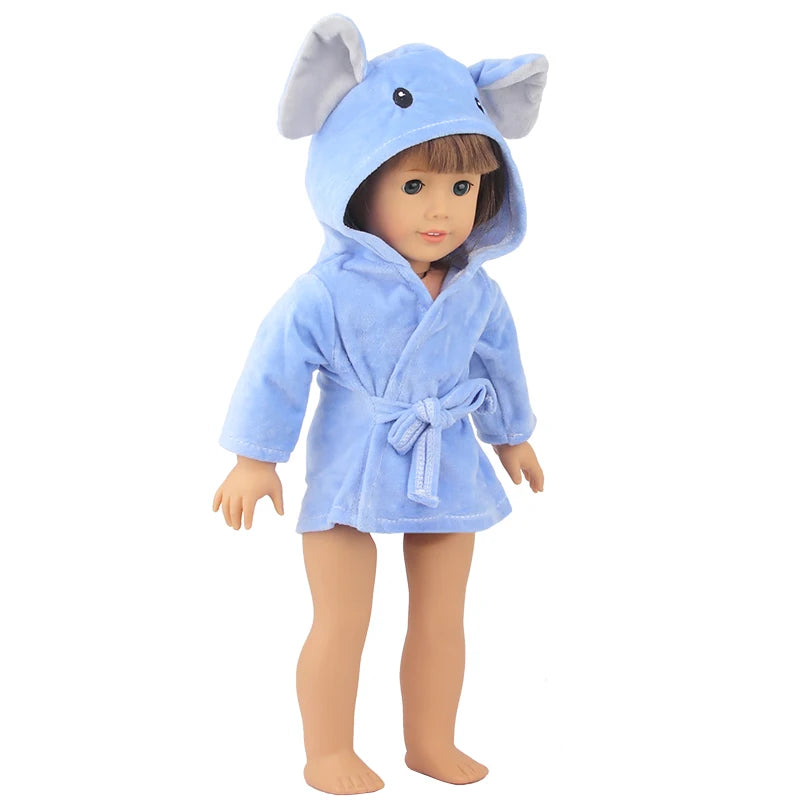 Doll Clothes Night-robe For 18 Inch American Doll Cartoon Animal Pajamas For 43cm Baby Girl Doll,OG,Russia,DIY Doll Girl's Gift