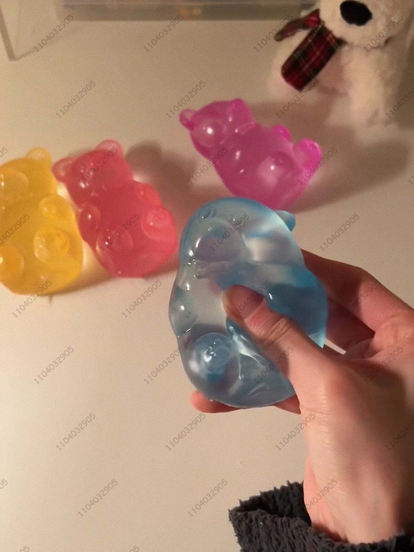 Colorful Gummy Bear Fudge Squeeze Toy Jelly Bean Gummy Candy Fidget Hand Relax Toy Anti-Stress Release for All Ages
