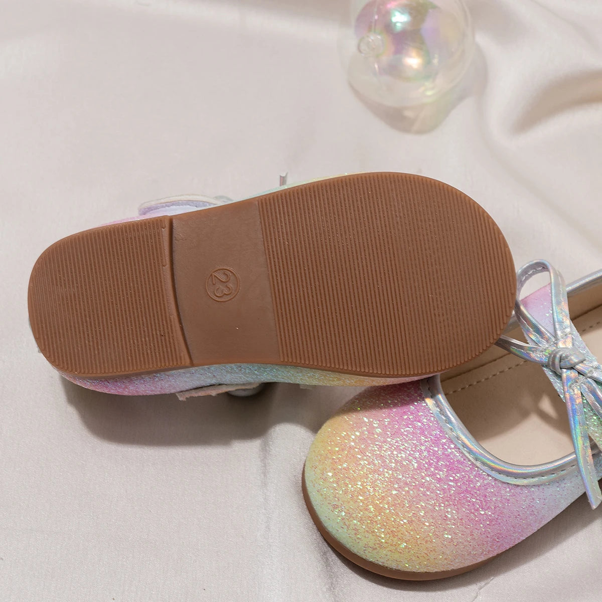 Girl'S Princess Shoes Glittery Rainbow Color Beautiful Autumn Kids Single Shoe Flat Mermaid Toddler Anti-Slip Children Shoe