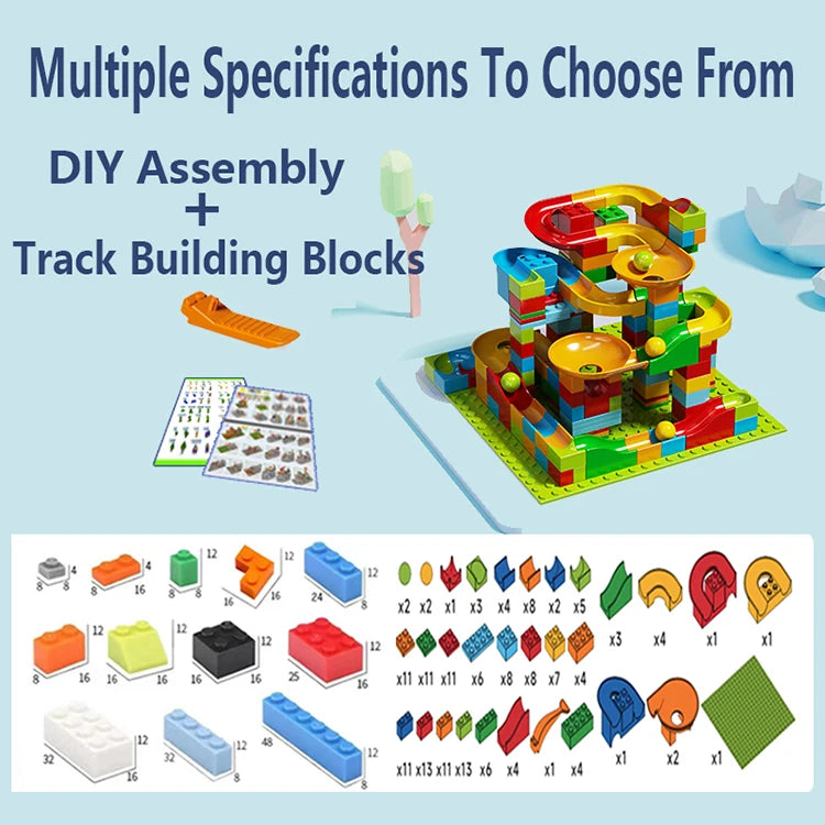 1000pcs Marble Run Building Blocks Bulk Set STEM Educational Toy for Kids Creative DIY Race Track Construction Kit for Learning