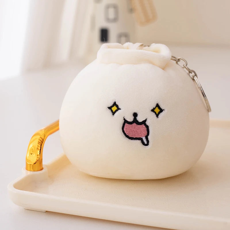 11cm Mini Rice Bao Steamed Stuffed Bun Plush Dumplings Keychain Cute Bag Pendant Decoration