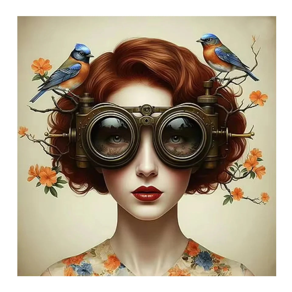 5D DIY Diamond Painting Art Surrealism Flowers Sunglasses Girl Bird Mosaic Embroidery Kit  Rhinestone Cross Stitch Home Decor