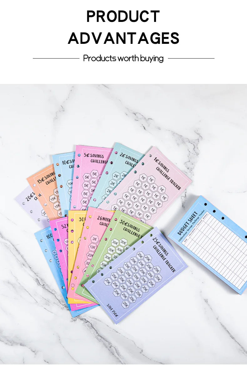 48 Sheets 100-Day Money Saving Challenge Kit - 52 Weeks & 30 Days Budget Planner Cards, Easy & Fun Ways To Save $5050