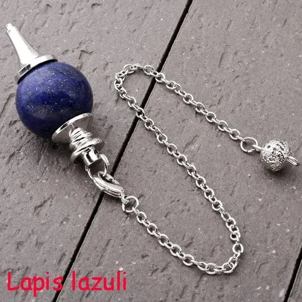 Reiki Healing Chakra Pendulum Pendants Lucky Crystal Quartz Stone Pendulum Pendant With Silvery Ball Chain Hypnosis For Necklace