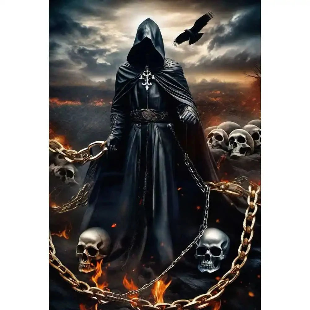 Oil Painting By Numbers Gothic Skull Death God Number Drawing Canvas DIY Pictures By Numbers Home Decor