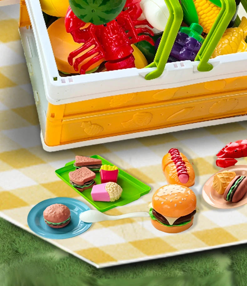 Children's Kitchen Toy Set Simulated Kitchen Cutting Cookware Simulated Fruits Cutting Toys Cooking Accessories for Kids Gift