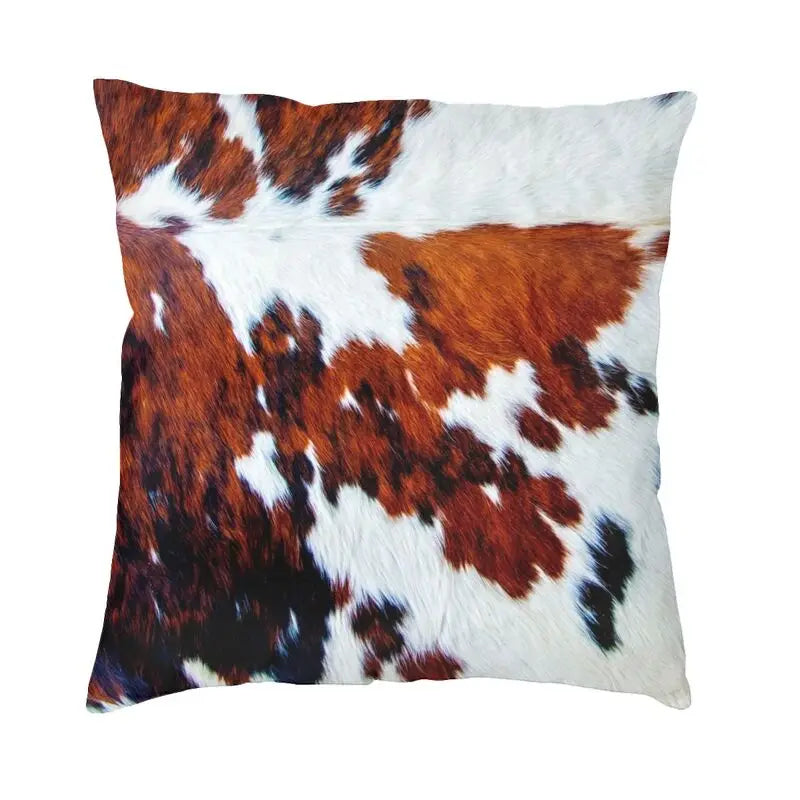 Hot Sale Scottish Highland Cow Cowhide Texture Cushion Cover 3D Print Animal Hide Leather Throw Pillow Case Sofa Car Home Decor