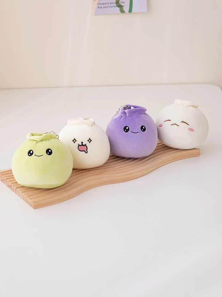 11cm Mini Rice Bao Steamed Stuffed Bun Plush Dumplings Keychain Cute Bag Pendant Decoration