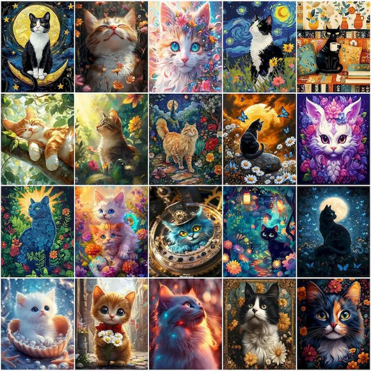 GATYZTORY Painting Paints By Numbers Cat Abstract Cute Picture Gifts Artwork Drawing By Numbers Picture Digital Home Decoration