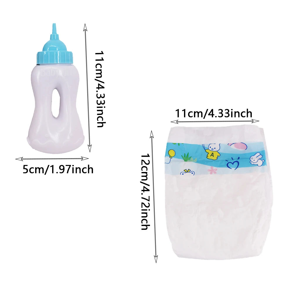 Doll Accessories Mini Diapers Milk Bottles Nipples Toothbrushes For 43CM Baby Doll&18Inch American Doll Accessories,DIY Toy Gift