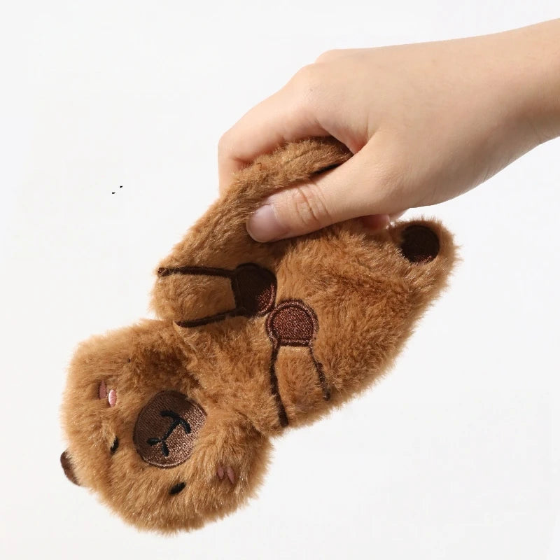 Plush Capybara Bear Squeaky Toys: Cute Brown Bear Chew-Resistant Stuffing-Free Dog & Cat Toy for Self-Play