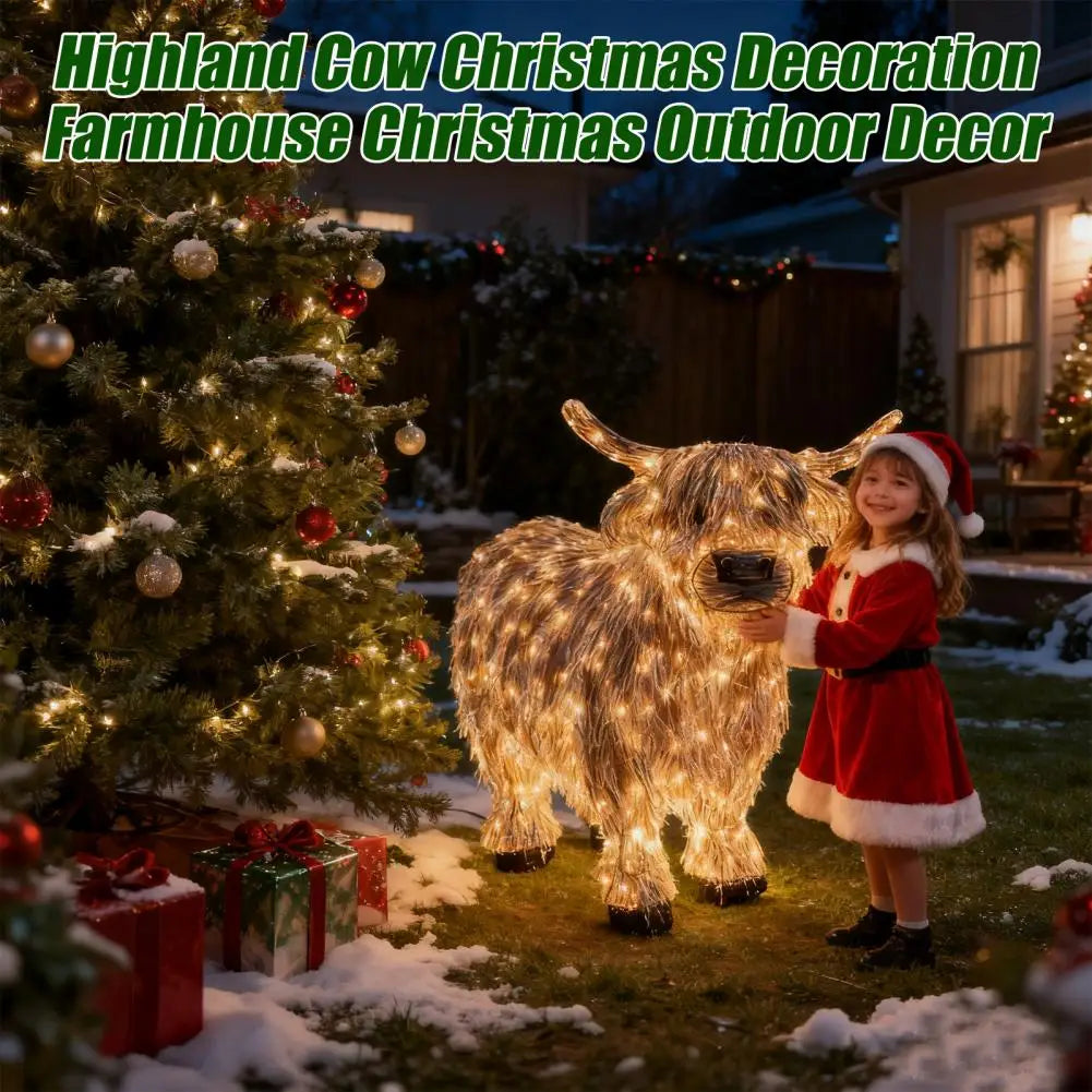 Highland Cow Ornament Led Light-up Highland Cow Ornament Glowing Cattle Statue for Indoor Outdoor Decor Garden Lawn Farmhouse