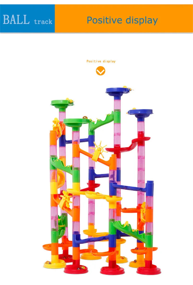 29/80/105Pcs Marble Run Race Track Building Blocks Kids 3D Maze Ball Roll Toy DIY Marble Run Race Coaster Set Christmas Gifts