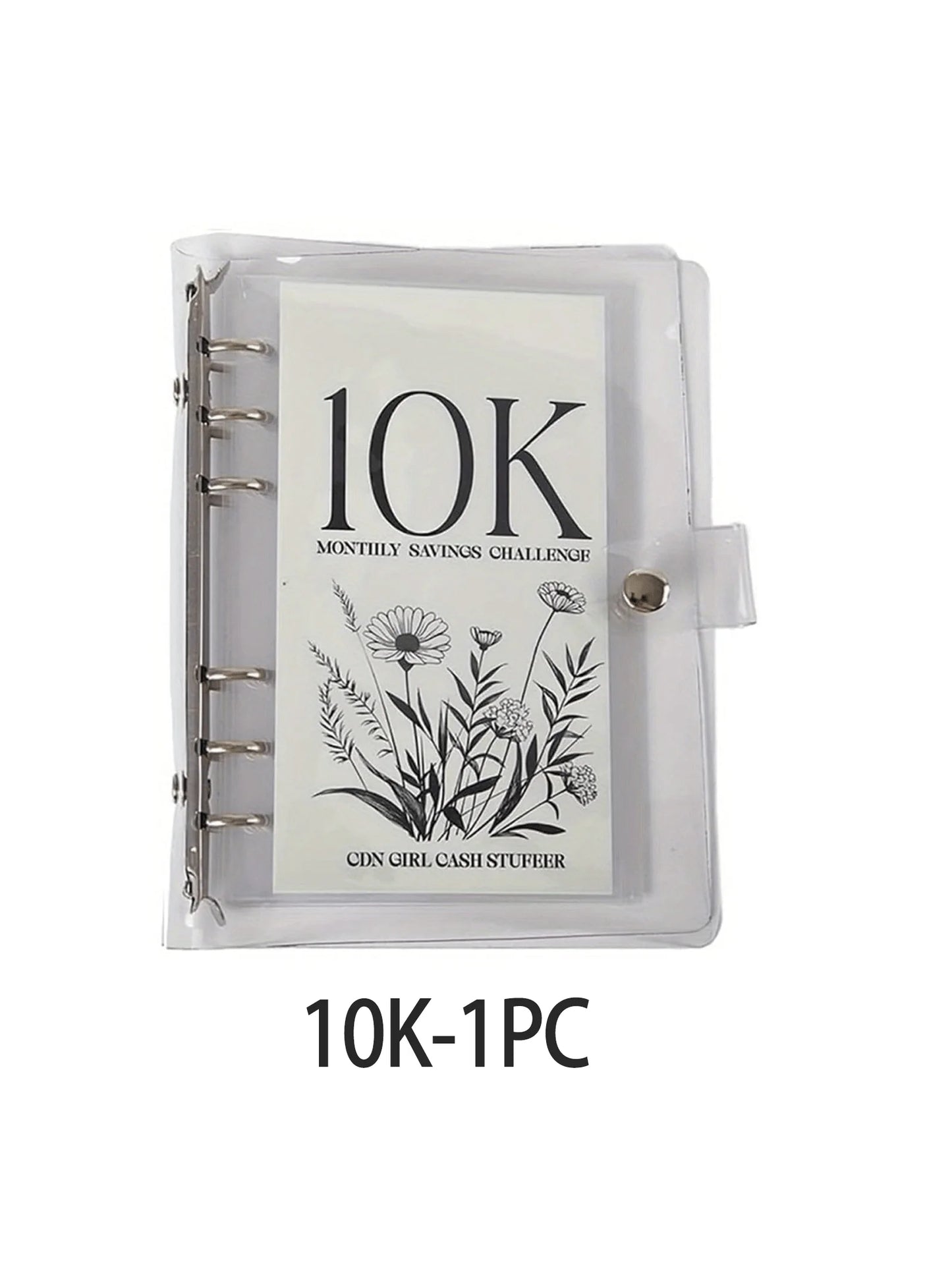 12-Month Money Saving Challenge Planner to Achieve 10K/5K/2.5K Goals, Durable Pvc Six-Ring Binder, Cash Savings Management