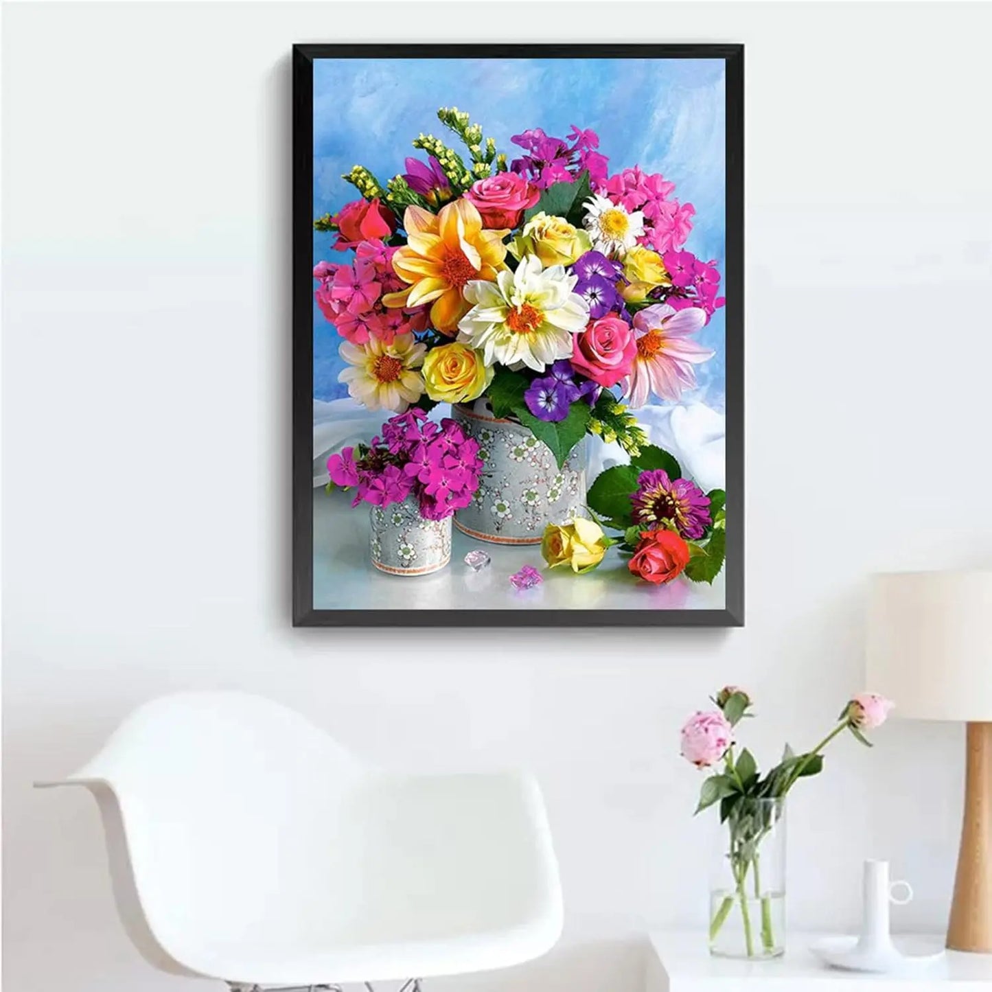 5D Diy Diamond Painting Flower Cross Stitch Kit AB Diamond Round Diamond Rose Sunflower Diamond Embroidery Mosaic Art Home Decor