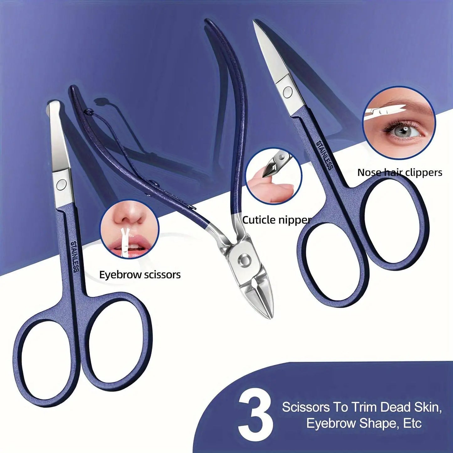 30pcs Manicure Set Portable Stainless Steel Nail Cutter Trimming Tool Beauty Pedicure Kit Finger Care Nail Clipper Scissors Set