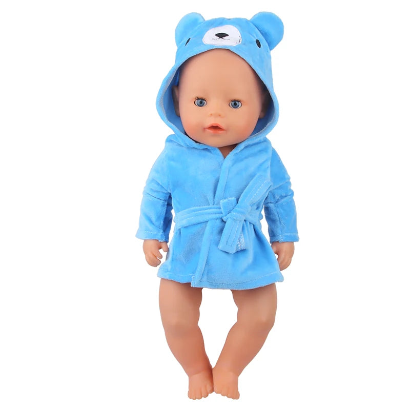 Doll Clothes Night-robe For 18 Inch American Doll Cartoon Animal Pajamas For 43cm Baby Girl Doll,OG,Russia,DIY Doll Girl's Gift