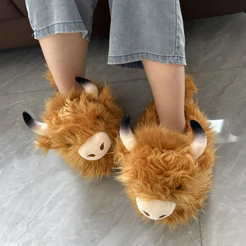 Long-Haired Cow Scotch Highland Cow Animal Shoes, Size 28*27*19cm, Purchase of the Store, Shoes for the Quantity of Yourself, Look at Whether You Wear It