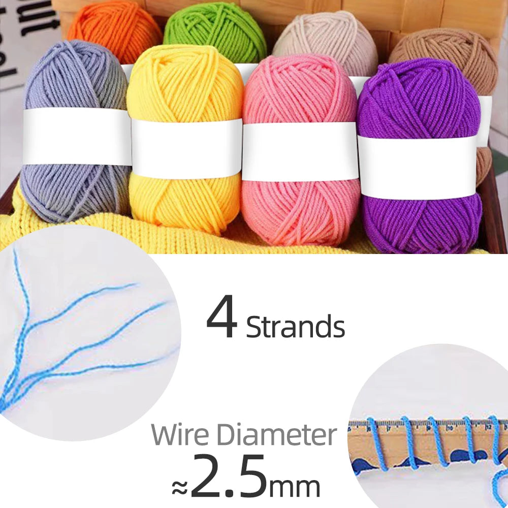 50pcs Durable Polyester Soft Yarn Set for Hand Knitting & Crocheting Arts, 25g/Piece, Creative Crocheted Art Decoration Yarns