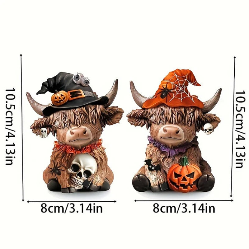 Highland Cow Figurines Resin Figurine Brown Cattle Statue Resin Table Shelf Decor For Bookshelf Home Apartment Desktop Bedroom
