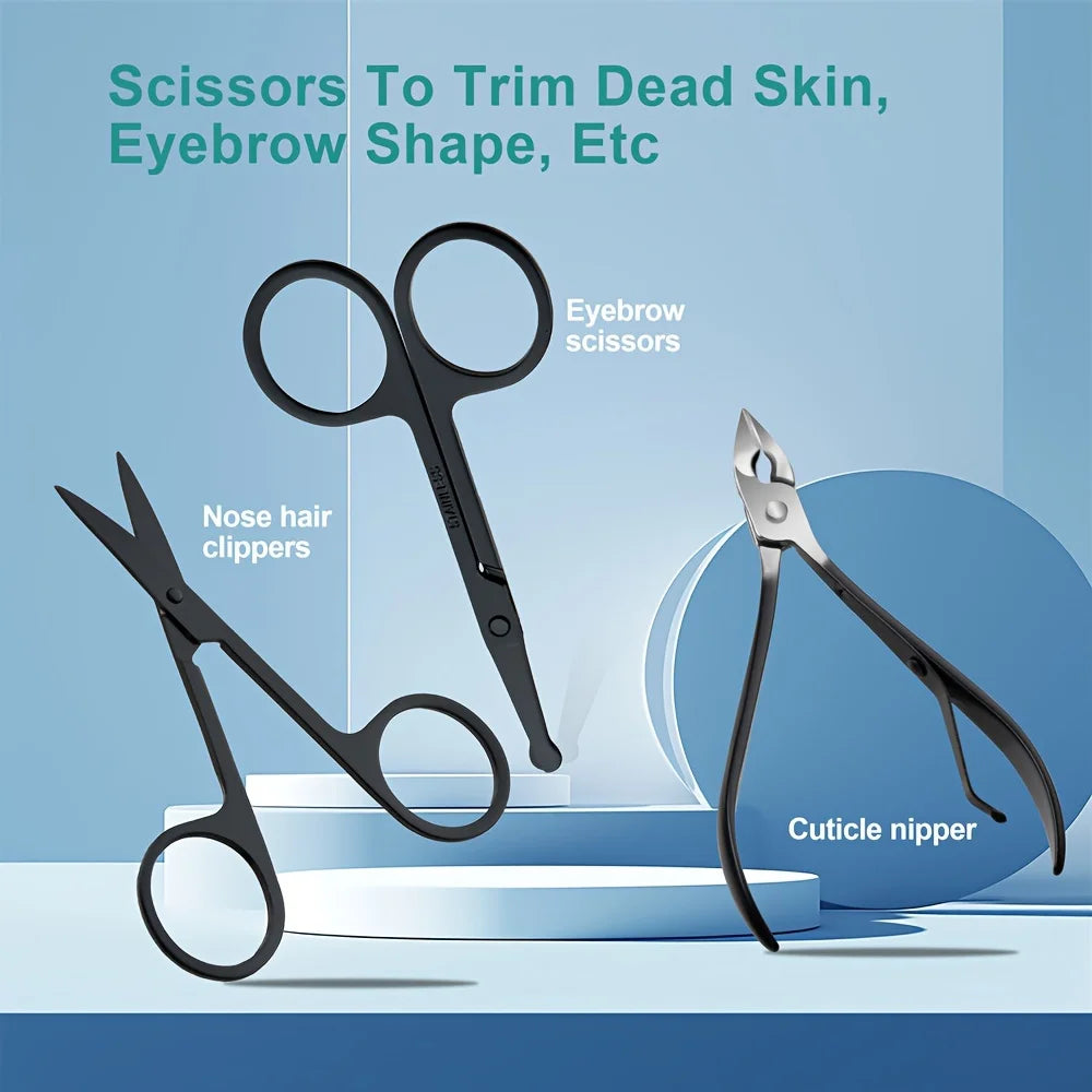 30pcs Manicure Set Portable Stainless Steel Nail Cutter Trimming Tool Beauty Pedicure Kit Finger Care Nail Clipper Scissors Set
