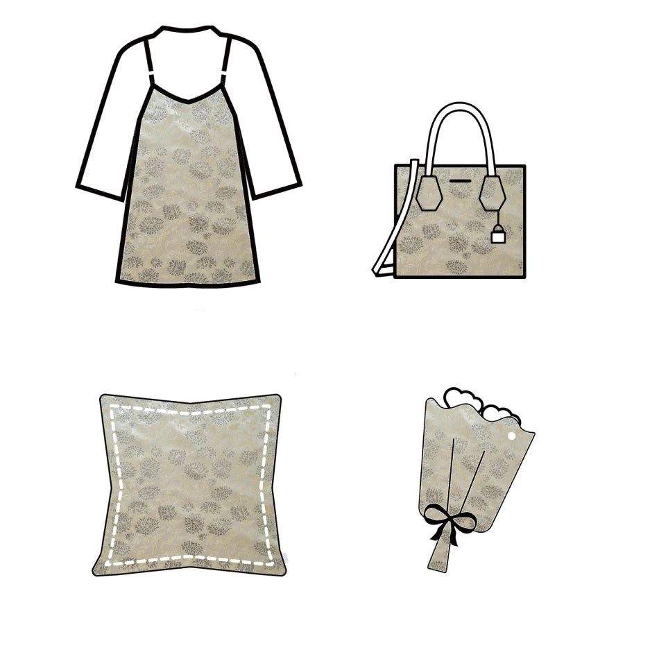 Luxury Style Silver Silk Elegant Yarn Dyed Jacquard Fabric Soft Drape Dress Bag Diy Sewing Fabric By Half Meter