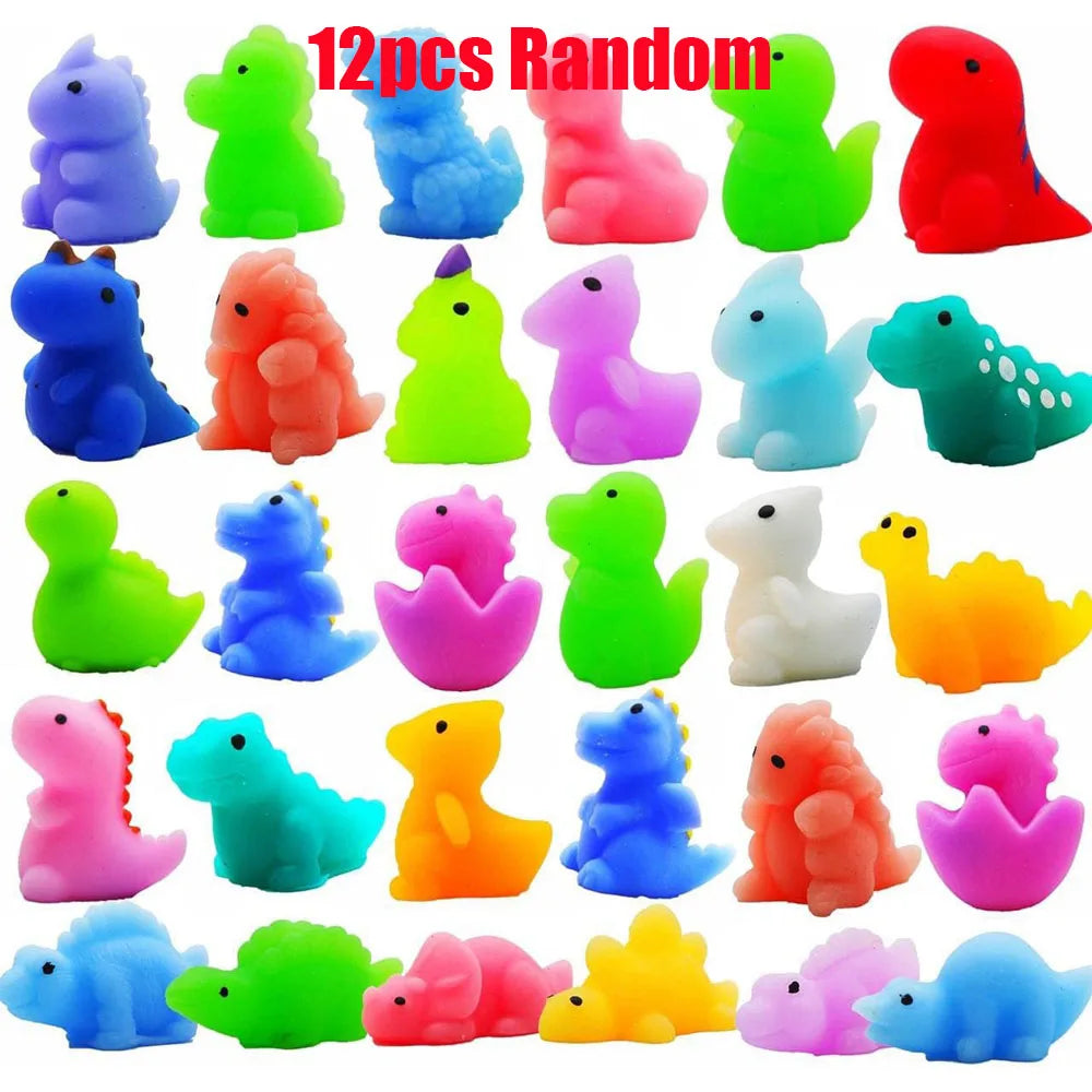 12/36PCS Mochi Squishy Toys Kawaii Party Favors Mini Fidget Toys Dinosaur Animal Stress Relief Squishies for Classroom Prize Gif