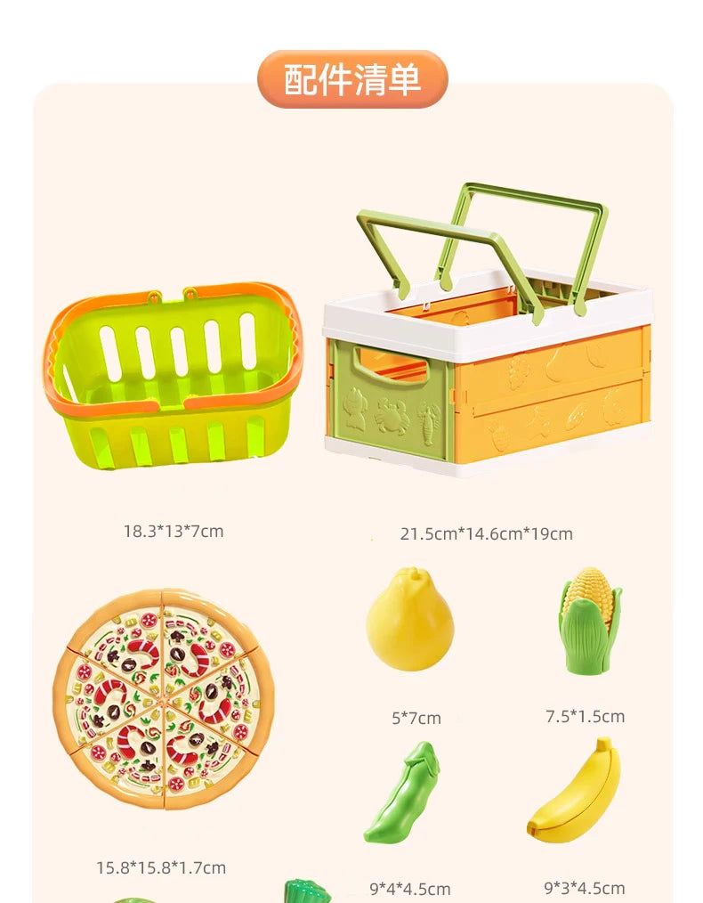 Children's Kitchen Toy Set Simulated Kitchen Cutting Cookware Simulated Fruits Cutting Toys Cooking Accessories for Kids Gift